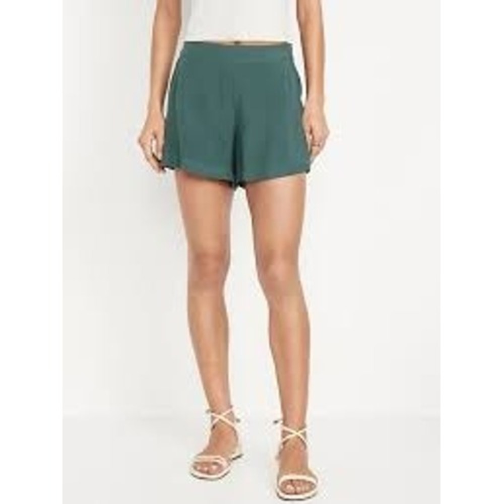 Old Navy High‎ Waisted Playa Shorts 4X Green Jade Shadow Rayon NWT 4" Inseam